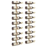 vidaXL Suport sticle de vin, de perete, 9 sticle, 2 buc., auriu, fier vidaXL Suport sticle de vin, de perete, 9 sticle, 2 buc., auriu, fier