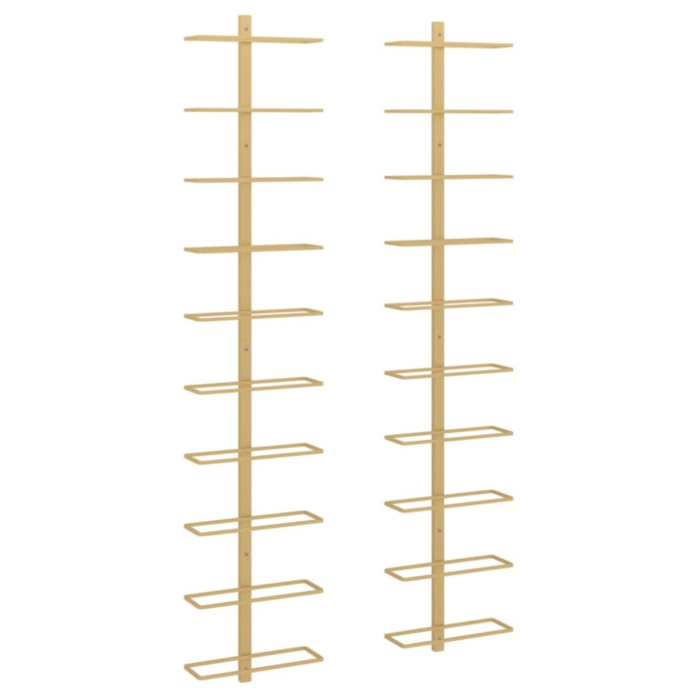 vidaXL Suport sticle de vin, de perete, 10 sticle, 2 buc, auriu, metal