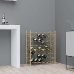 vidaXL Suport sticle de vin, 48 sticle, auriu, metal vidaXL Suport sticle de vin, 48 sticle, auriu, metal