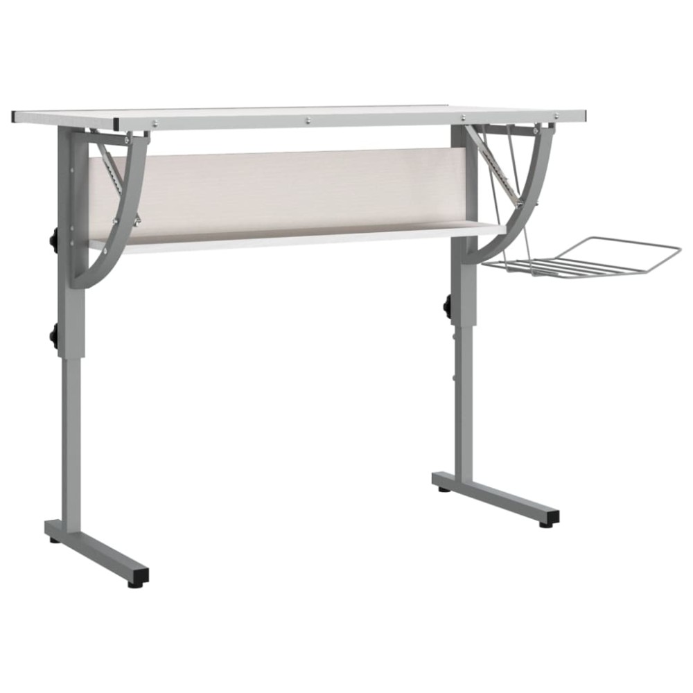 vidaXL Birou creație alb & gri 110x53x(58-87)cm lemn prelucrat & oțel