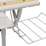 vidaXL Birou creație alb & gri 110x53x(58-87)cm lemn prelucrat & oțel vidaXL Birou creație alb & gri 110x53x(58-87)cm lemn prelucrat & oțel