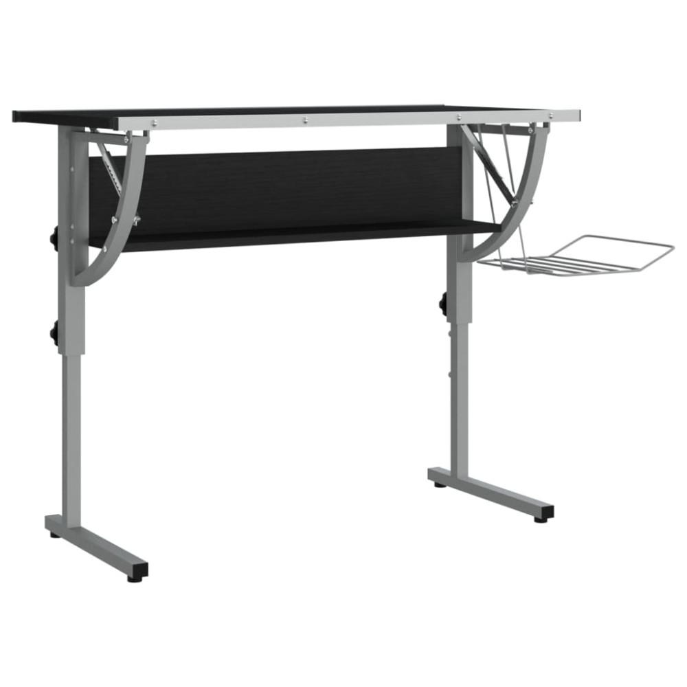vidaXL Birou Craft negru & gri 110x53x(58-87) cm lemn prelucrat & oțel