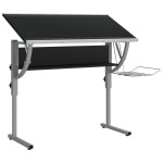 vidaXL Birou Craft negru & gri 110x53x(58-87) cm lemn prelucrat & oțel vidaXL Birou Craft negru & gri 110x53x(58-87) cm lemn prelucrat & oțel