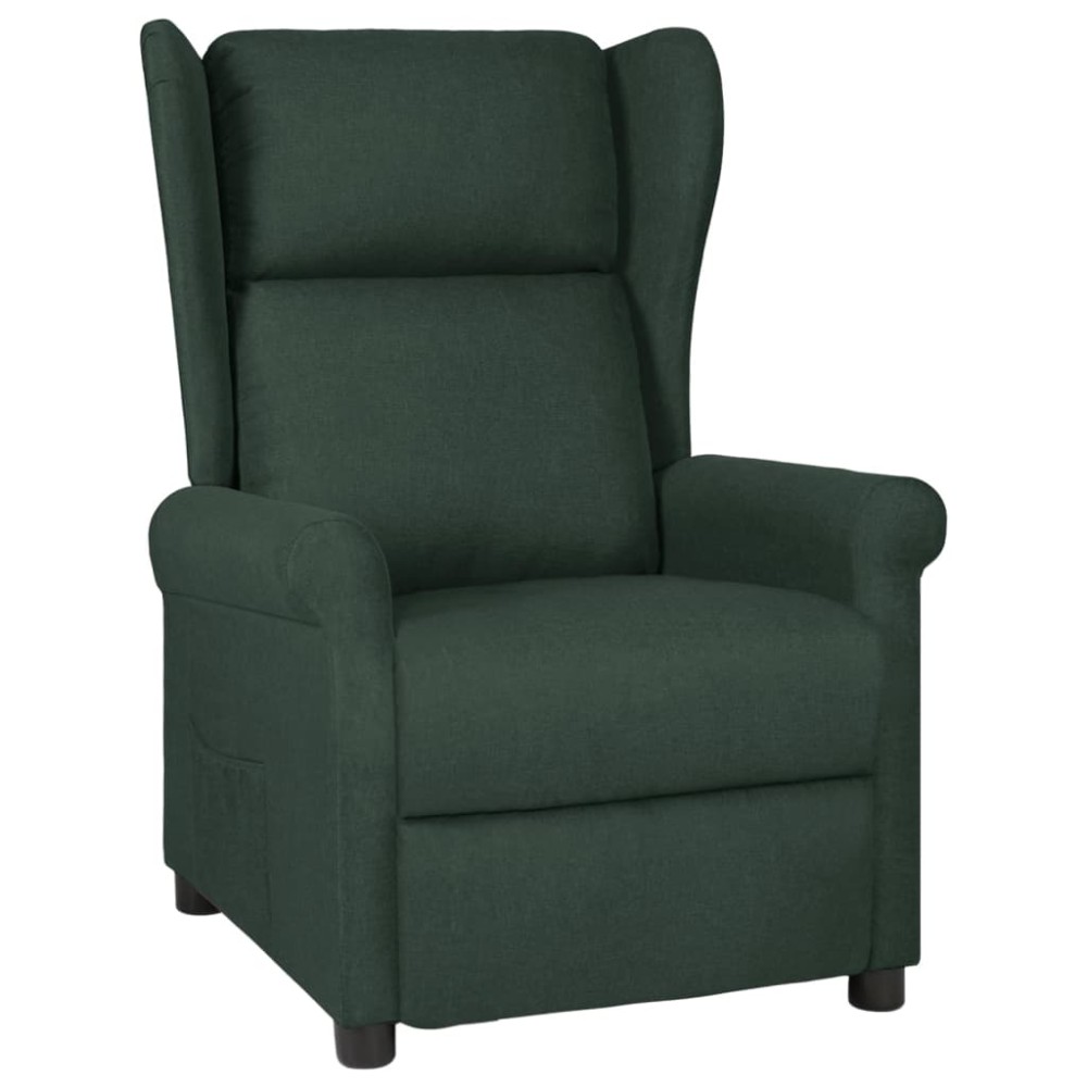 vidaXL Fotoliu rabatabil, verde închis, material textil