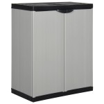 vidaXL Dulap de depozitare grădină, cu 1 raft, gri/negru, 68x40x85 cm vidaXL Dulap de depozitare grădină, cu 1 raft, gri/negru, 68x40x85 cm