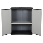 vidaXL Dulap de depozitare grădină, cu 1 raft, gri/negru, 68x40x85 cm vidaXL Dulap de depozitare grădină, cu 1 raft, gri/negru, 68x40x85 cm