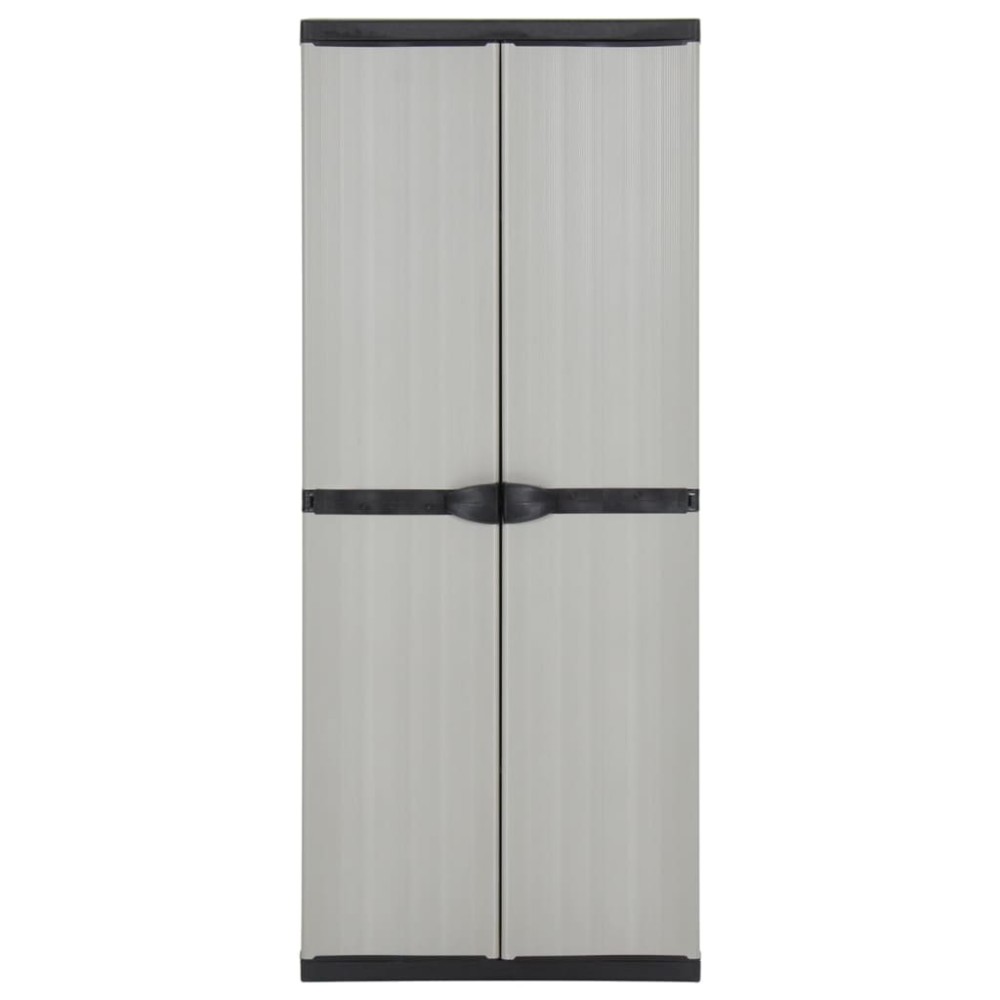 vidaXL Dulap depozitare de grădină, 3 rafturi, gri/negru, 68x40x168 cm
