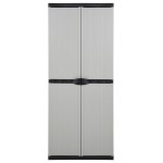 vidaXL Dulap de depozitare grădină cu 3 rafturi gri/negru 68x40x168 cm