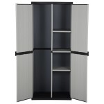 vidaXL Dulap de depozitare grădină cu 3 rafturi gri/negru 68x40x168 cm