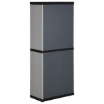 vidaXL Dulap de depozitare grădină cu 3 rafturi gri/negru 68x40x168 cm