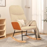 vidaXL Scaun balansoar, alb crem, material textil vidaXL Scaun balansoar, alb crem, material textil