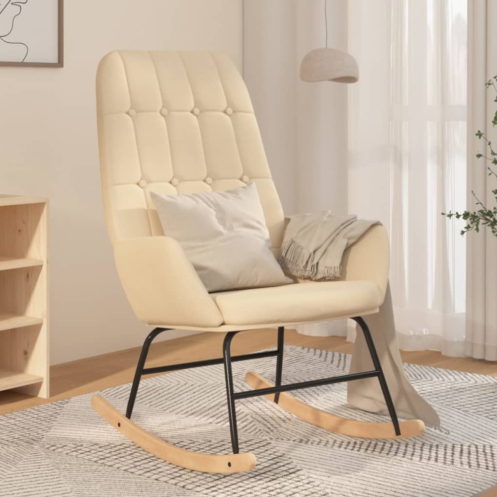 vidaXL Scaun balansoar, crem, material textil