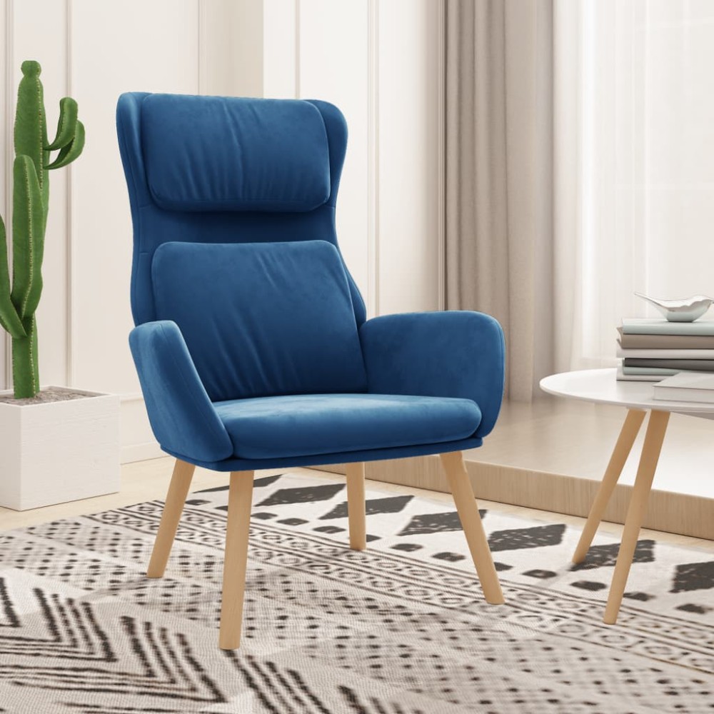vidaXL Scaun de relaxare, albastru, catifea