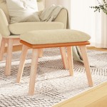 vidaXL Taburet, crem, 45x29,5x35 cm, textil & piele ecologică vidaXL Taburet, crem, 45x29,5x35 cm, textil & piele ecologică