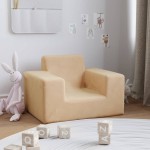 vidaXL Canapea pentru copii, crem, pluș moale vidaXL Canapea pentru copii, crem, pluș moale