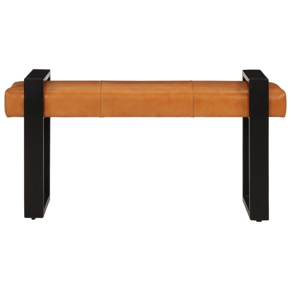 vidaXL Bancă, negru și maro, 110 cm, piele naturală de capră
