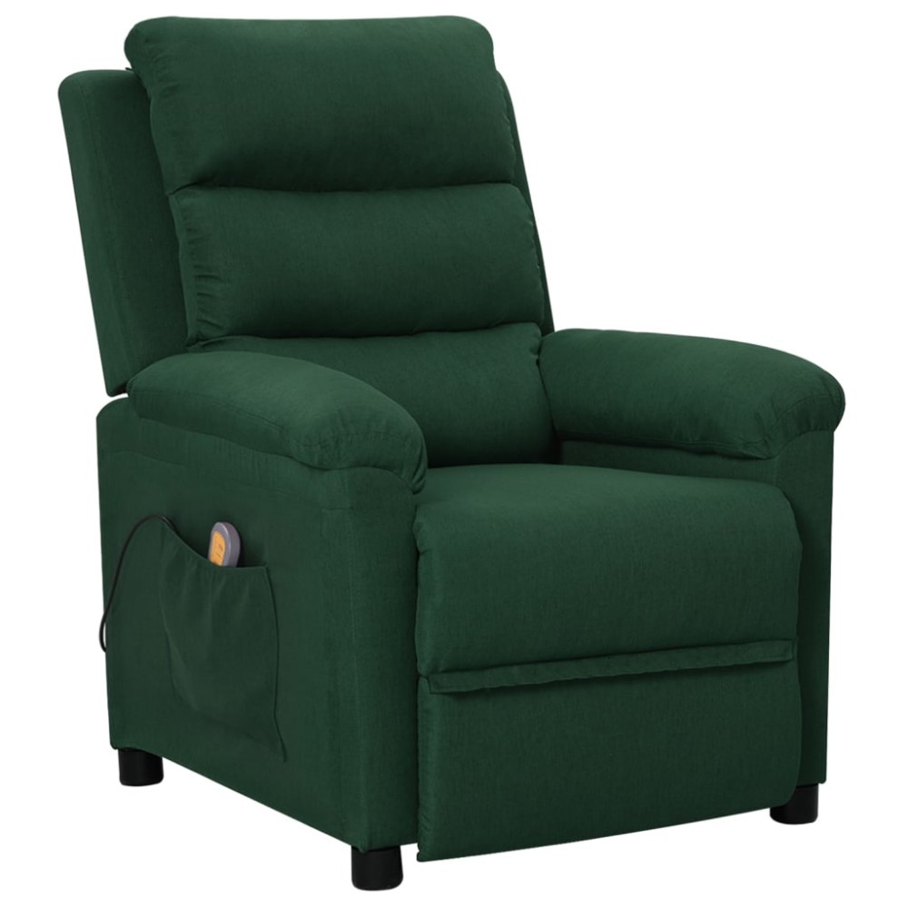vidaXL Fotoliu de masaj, verde închis, material textil