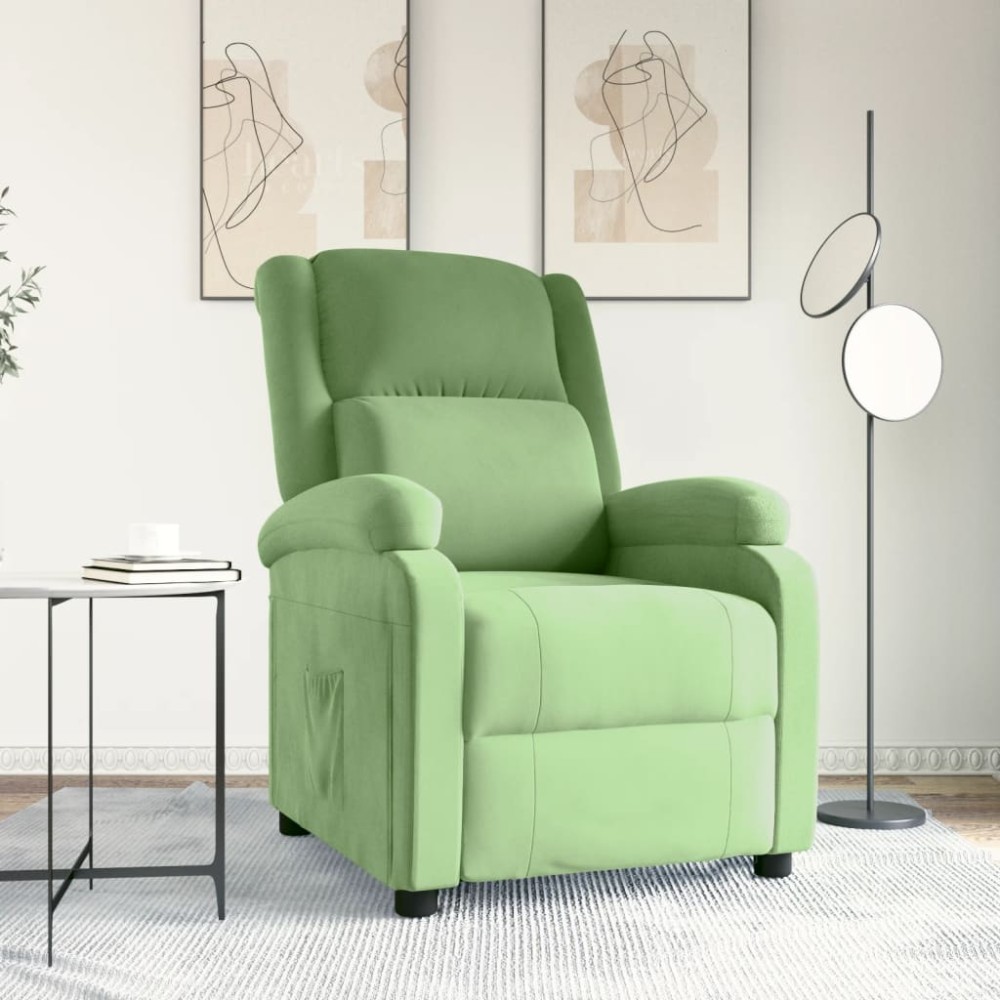 vidaXL Fotoliu rabatabil, verde deschis, catifea
