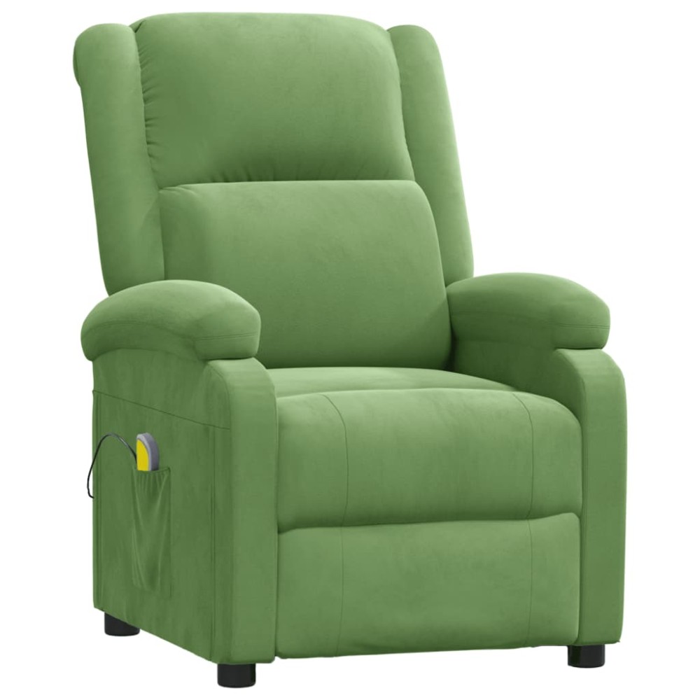 vidaXL Fotoliu de masaj, verde deschis, catifea