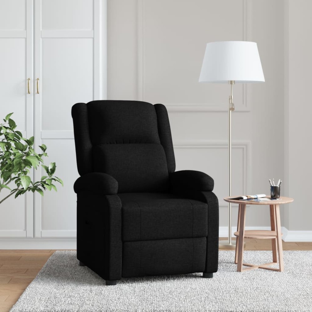 vidaXL Fotoliu rabatabil, negru, material textil