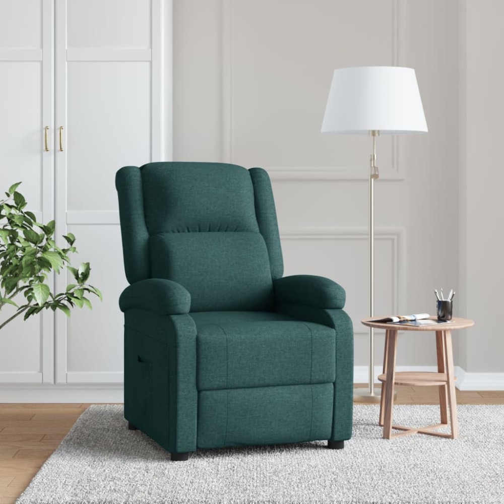 vidaXL Fotoliu rabatabil, verde închis, material textil