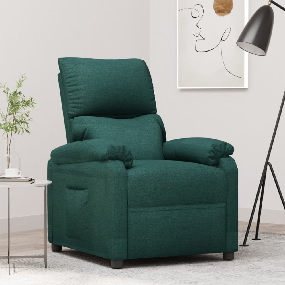 vidaXL Fotoliu rabatabil, verde închis, material textil
