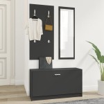 vidaXL Set pantofar 3 în 1, negru, lemn prelucrat vidaXL Set pantofar 3 în 1, negru, lemn prelucrat