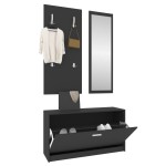vidaXL Set pantofar 3 în 1, negru, lemn prelucrat vidaXL Set pantofar 3 în 1, negru, lemn prelucrat