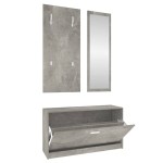 vidaXL Set pantofare 3 în 1, gri beton, lemn prelucrat vidaXL Set pantofare 3 în 1, gri beton, lemn prelucrat