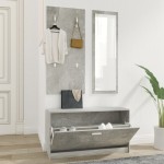 vidaXL Set pantofare 3 în 1, gri beton, lemn prelucrat vidaXL Set pantofare 3 în 1, gri beton, lemn prelucrat