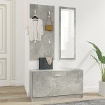 vidaXL Set pantofare 3 în 1, gri beton, lemn prelucrat vidaXL Set pantofare 3 în 1, gri beton, lemn prelucrat
