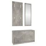 vidaXL Set pantofare 3 în 1, gri beton, lemn prelucrat vidaXL Set pantofare 3 în 1, gri beton, lemn prelucrat