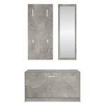 vidaXL Set pantofare 3 în 1, gri beton, lemn prelucrat vidaXL Set pantofare 3 în 1, gri beton, lemn prelucrat