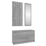 vidaXL Set pantofar 3 în 1, gri sonoma, lemn prelucrat vidaXL Set pantofar 3 în 1, gri sonoma, lemn prelucrat