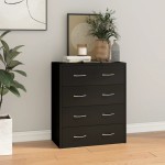 vidaXL Servantă cu 4 sertare, negru, 60x30,5x71 cm