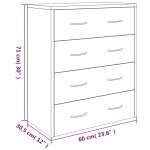 vidaXL Servantă cu 4 sertare, stejar maro, 60x30,5x71 cm