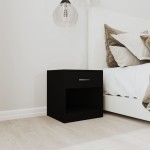 vidaXL Noptiere cu sertar, 2 buc., negru