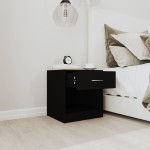 vidaXL Noptiere cu sertar, 2 buc., negru