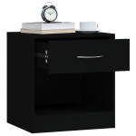 vidaXL Noptiere cu sertar, 2 buc., negru