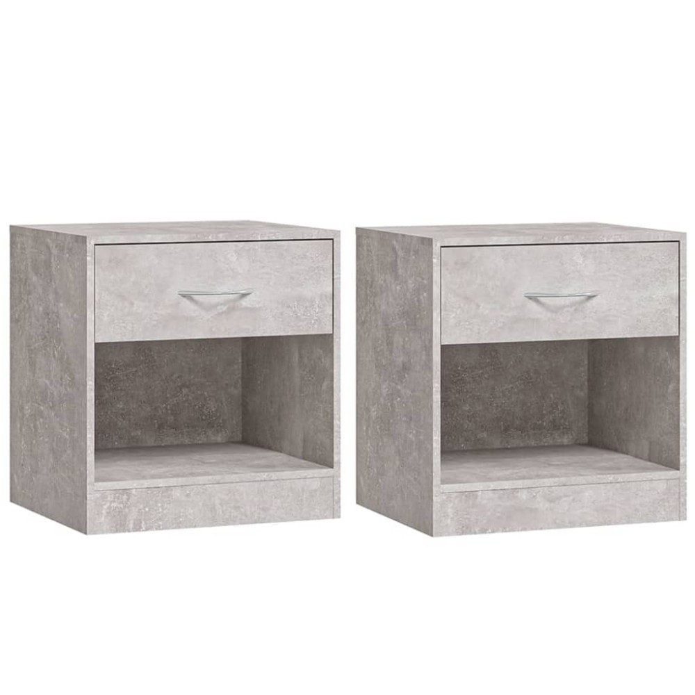 vidaXL Noptiere cu sertar, 2 buc., gri beton