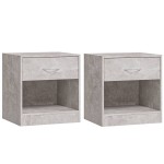 vidaXL Noptiere cu sertar, 2 buc., gri beton