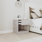 vidaXL Noptiere cu sertar, 2 buc., gri beton