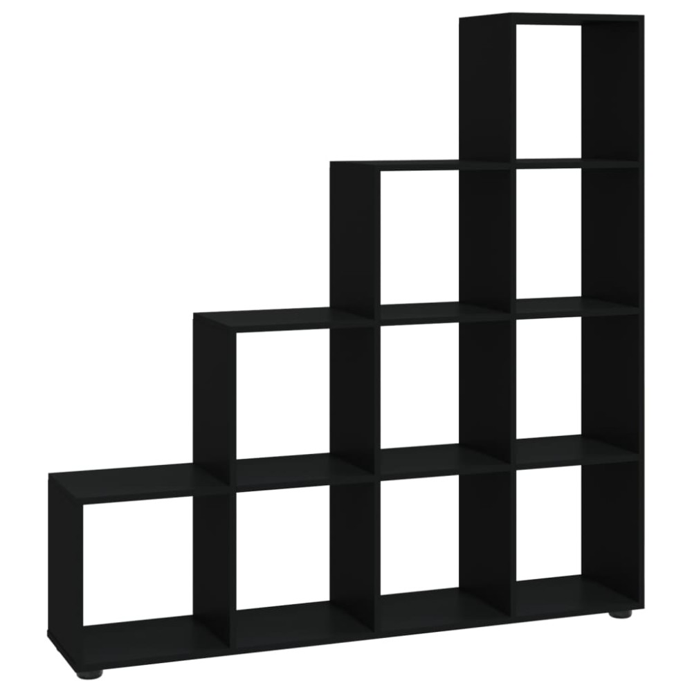 vidaXL Bibliotecă în trepte, negru, 142 cm, lemn compozit