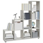 vidaXL Bibliotecă în trepte, gri beton, 142 cm, lemn compozit