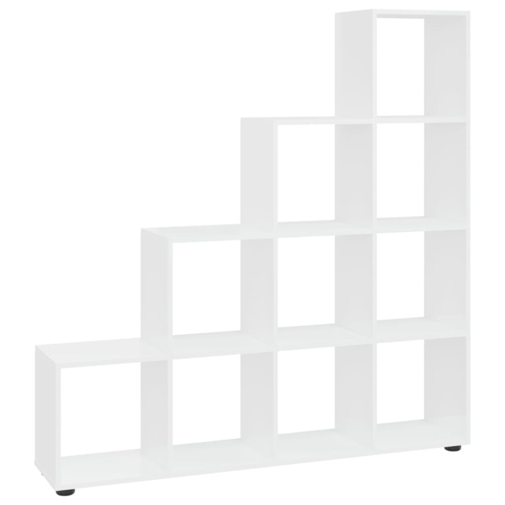 vidaXL Bibliotecă în trepte, alb extralucios, 142 cm, lemn compozit