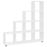 vidaXL Bibliotecă în trepte, alb extralucios, 142 cm, lemn compozit