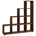 vidaXL Bibliotecă în trepte, stejar fumuriu, 142 cm, lemn compozit