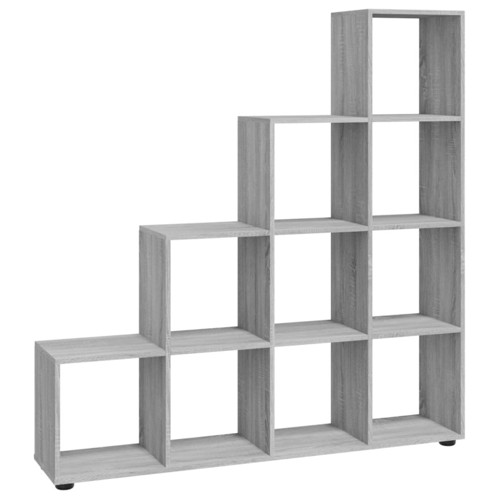 vidaXL Bibliotecă în trepte, gri sonoma, 142 cm, lemn compozit
