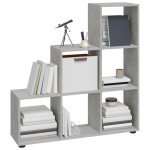 vidaXL Bibliotecă în trepte, gri beton, 107 cm, lemn compozit