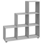 vidaXL Bibliotecă în trepte, gri sonoma, 107 cm, lemn compozit